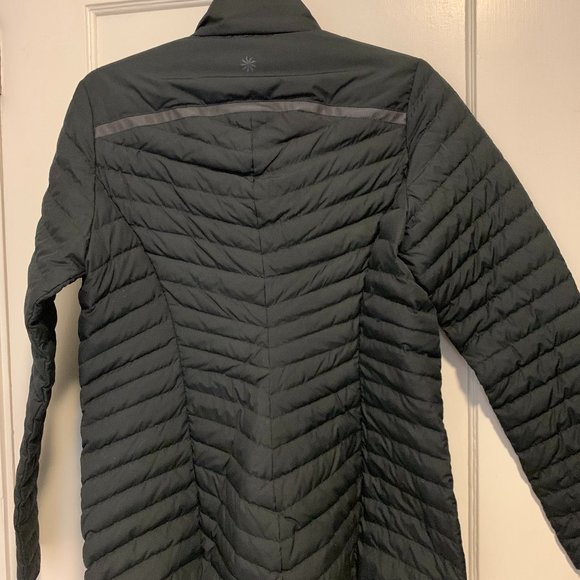 Athleta Asymmetrical Zippered -Lightweight Puffy Jacket-Grey Size M - Picture 5 of 11